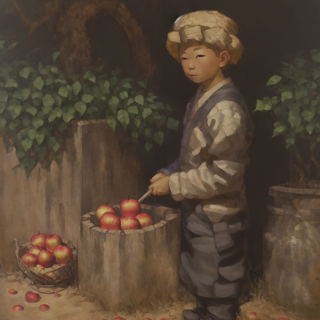 00003-3493334671 1boy collecting apple, Mongolian _highres, hq, highly detailed, oil painting, dry thick brushes  _ dreamshaper5Vae Euler a 20-7-1024x1024.jpg